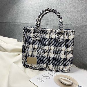 Sacs fourre-tout sacs à bandoulière grande capacité femmes Plaid sac fourre-tout tissu Shopper lettre impression sac à main Ins