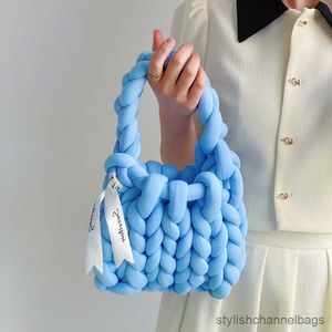 Spullen zakken dikke touw breien handtas fel kleur keten vrouwen crossbody tas strand gebreide portemonnee schoudertas vrouw