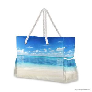 Stuff Sacks Sac fourre-tout en nylon pour femmes New Summer Beach Blue Sky Designer Sacs à main à bandoulière de grande capacité Sacs à provisions polyvalents pour dames