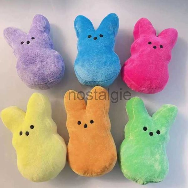 Animales de peluche 15 cm Dibujos animados MINI Conejito de Pascua Peeps Muñeca Rosa Azul Amarillo Púrpura Conejo Muñecas para niños Lindos juguetes de peluche suaves JJ 1.4 240307