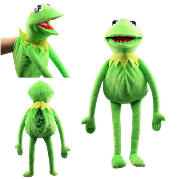 Animaux en peluche Kermit Grenouille en peluche Poupées Marionnette à main Sac à dos Peluche douce Jouet amusant pour enfants Cadeau de Noël Famille de grenouilles vertes