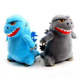 Knuffels en knuffels 20 CM Q-stijl Dinosaurus pluche poppen Anime Monsters King Zacht pluche speelgoed voor kinderen Kerstmis Jongens cadeau Grijs Blauw