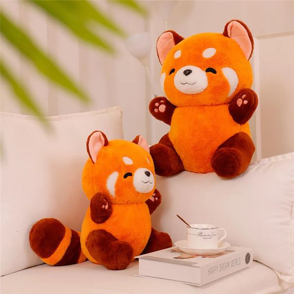 Peluche Anime Panda rouge peluche poupée quatre tailles différentes 1 Type coussin gros câlin réchauffement souriant pour les enfants 231225