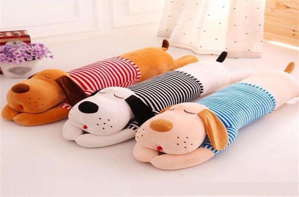 Peluche animaux chiens jouets rayé Kawaii chemise chien mignon beau traversin pour enfants jouets cadeau Husky peluche Animal jouet oreiller H08245630275