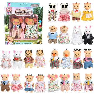 Animales de peluche de peluche 1 12 Mini bosque Familia de animales Flocado Conejo Tigre Muñeca Escena Juego Casa Juguete Conejito Gato Bebé Regalo de Navidad 230605