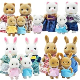 Animaux en peluche en peluche 1 12 Échelle Simulation Forêt Famille Renne Pretend Game Set Bunny Bear Animal Dollhouse Enfants Cadeaux D'anniversaire De Noël 230605