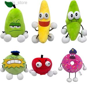 Animales de peluche rellenos 1/6pcs Shovelware Juego de cerebro Juguetes Plush Anime Cartoon Banana Donut Apple Fase Dolly Decle For Kids Birthday Gifts