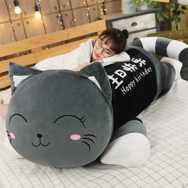 Animaux en peluche en peluche 110 cm grande taille de haute qualité mignon chat en peluche doux dessin animé animal en peluche poupée canapé-lit oreiller coussin fille enfant cadeau d'anniversaire L230707