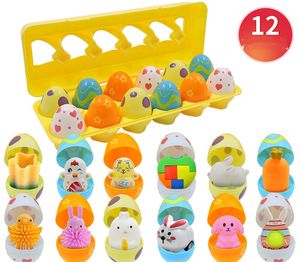 Animaux en peluche en peluche 12 paquets d'œufs de Pâques préremplis avec un jouet spongieux Kids Egg Hunt Basket Filler Party Favor Classroom Activity 230617