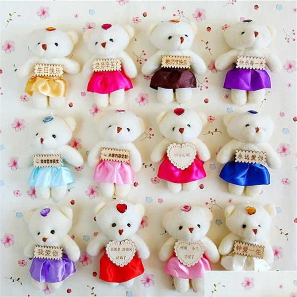 Animaux en peluche en peluche 12 cm P Bow Bears Jouet Poupée Petit Pendentif Dessin Animé Bouquet Ours Poupées Jouets Fille Valentine Cadeaux En Gros Pour Enfants Otarp