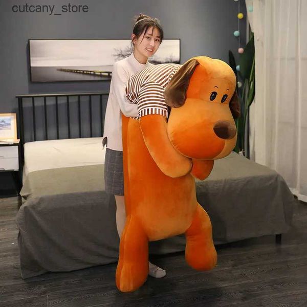 Animaux en peluche 130 cm grande taille couché Long chien jouets en peluche coton doux oreiller en peluche coussin Animal marron poupée enfants cadeau d'anniversaire L240322