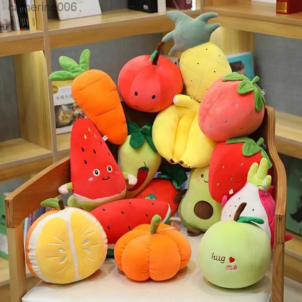 Animales de peluche de peluche 15-35 cm Simulación Fruta Peluche Juguete Lindo Vegetal Fruta Niños Iluminación Enseñanza cognitiva Pequeña muñeca Regalo de cumpleaños L231228