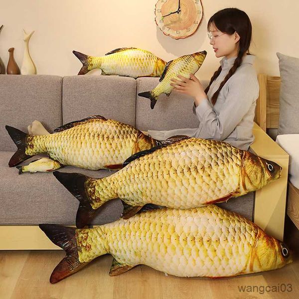 Animales de peluche de peluche 1 unid 30-120 cm Simulación 3D Peces de oro Juguetes de peluche Relleno Suave Animal Carpa Felpa Sofá creativo Cojín Regalo Niños Juguete R230904