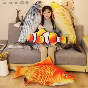 Animaux en peluche 1pc 40 / 60cm 3D Simulation poisson d'or jouets en peluche peluche doux animal carpe en peluche oreiller créatif canapé oreiller coussin cadeau enfants jouet 231228