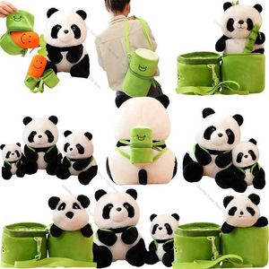 Animaux en peluche en peluche 2 en 1 mignon bambou tube panda jouet en peluche kaii en pelule vive panda câlin bambou en peluche de poupée