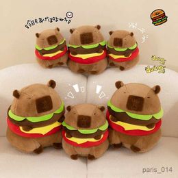 Animaux en peluche en peluche 20-23 cm mignons moelleux capybara peluche anime en peluche kaii capybara hamburger plishie poupée avec tortue sac à dos pour bébé cadeau