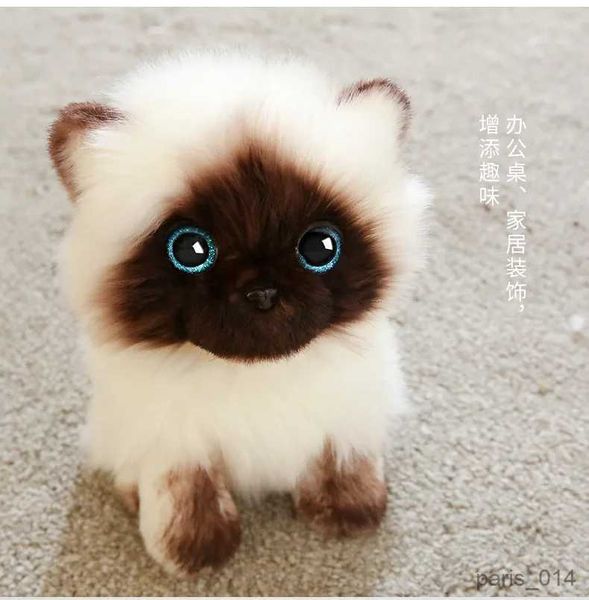 Animales de peluche de peluche 20/26 CM Ojos azules Gatos Muñeca Simulación Lindo gato siamés Peluche de juguete Cara marrón y blanca Gato Decoración para el hogar El mejor regalo R231026