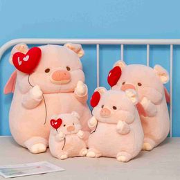 Animaux en peluche 20-50 cm mignon dessin animé ange cochon jouets en peluche belle gros cochon peluche poupée coeur rouge pour les filles amoureux cadeaux de la Saint-Valentin