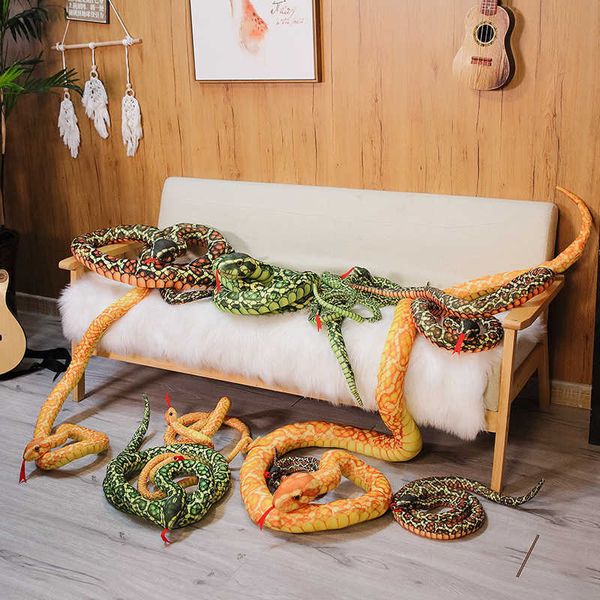 Animaux en peluche 200/300 cm de Long, serpent en peluche, Python géant, poupée de plaisanterie, Long Boa réaliste, jeu délicat, jouets pour garçons, cadeau