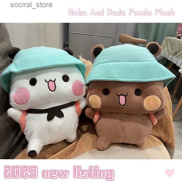 Animaux en peluche en peluche 2023 bubu et dudu panda en peluche mignon dessin animé panda ours kawaii poupée farce oreiller doux jouet childrens day cadeaux pour les enfants anime l411