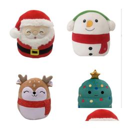 Gevulde pluche dieren 20 cm schattige poppen Santa Claus Elk Snowman Mushroom Bird Soft Throw Killow Kinderen Kerst speelgoed Drop Delivery Dh1H3
