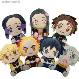 Gevulde Pluche Dieren 20 cm Japan Anime Demon Slayer Tomioka Giyu Kamado Tanjirou Kamado Nezuko Agatsuma Zenitsu Knuffels Pop Peluche Vrouwen GiftL231228