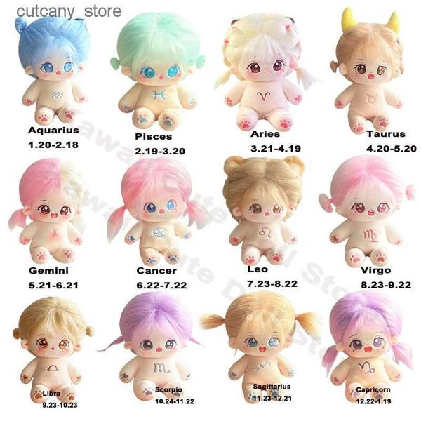 Animales de peluche de peluche 20 cm Kawaii Figura de estrella Ídolo Signos del zodíaco Anime Constelación Muñeca Rellena Muñeca de algodón de felpa Puede cambiar la ropa Regalo para niños L240322