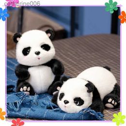 Animais de pelúcia 23cm bonito deitado panda boneca tesouro nacional alta qualidade zoológico pelúcia toyl231228