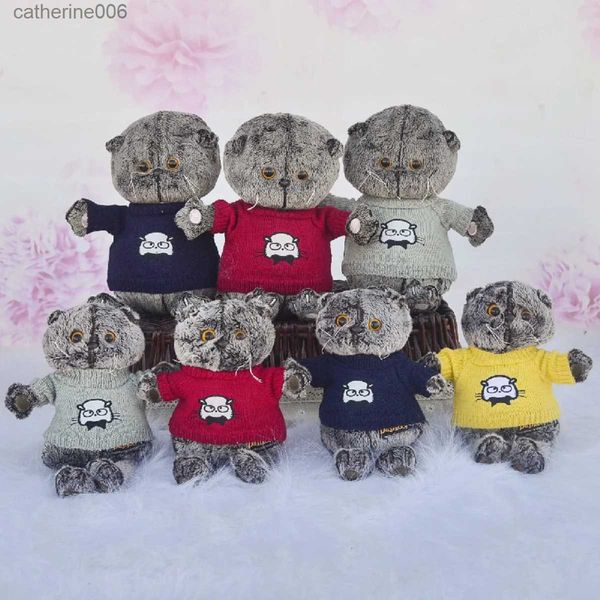 Animaux en peluche 25/35 CM Basik Cat Basic gris chats jouets en peluche poupées enfants oreiller jouets en peluche Jouet Enfant peluche cadeaux d'anniversaire pour filles L231228