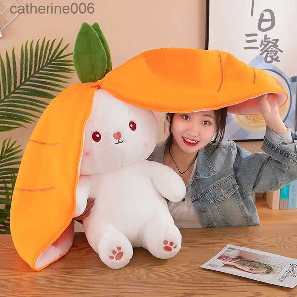 Animaux en peluche 25CM mignon transformer fraise lapin poupée en peluche jouet carotte lapin petit fruit poupée lapin peluche animal Patung poupées jouets cadeaux L231027