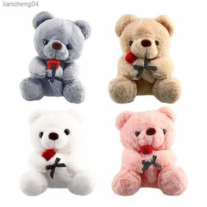 Animaux en peluche 25 cm ours Kawaii avec rose en peluche poupées en peluche je t'aime pour petite amie cadeau d'anniversaire cadeau romantique en gros