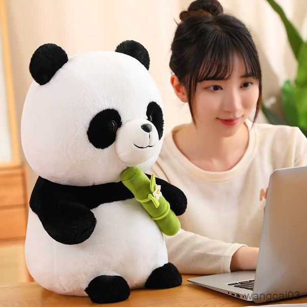 Animales de peluche rellenos 25 cm Panda juguetes de peluche Lindos osos panda de bambú con muñeca de peluche de bambú Juguete de peluche para niños El mejor regalo R230904