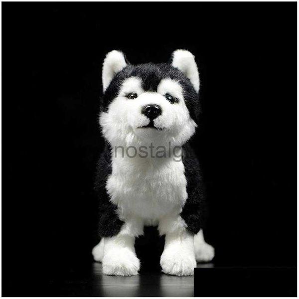 Animaux en peluche en peluche 25 cm Jouet de chien Husky sibérien avec yeux bruns / bleus réalistes Malamute d'Alaska Jouets pour animaux Cadeaux de Noël 201212 DHFSQ 240307
