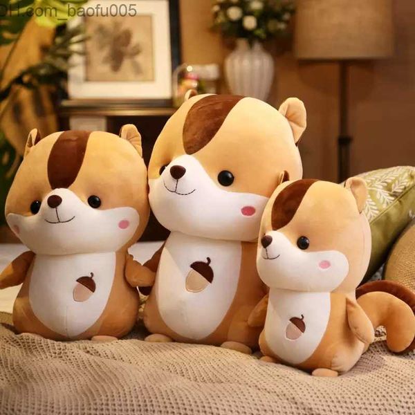 Animales de peluche de peluche 25 cm Muñecos de peluche en forma de ardilla Juguetes Almohada linda Cojín Kawaii Muñeco de peluche de juguete para niños Cumpleaños Regalo de Navidad Z230629