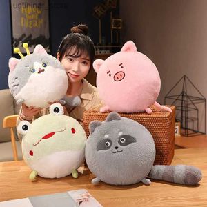 Animaux en peluche en peluche 26cm mignon tête rond renard animal en peluche moelleux panda grenouille cochon ratonon dinosaure jouet soft farfed throw oreiller pour filles l47