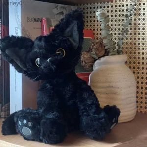 Animaux en peluche en peluche 27CM noir mignon Plaime chat jouet coussin kaki bouclé KUKI poupée enfant cadeau d'anniversaire grands yeux robe de Festival YQ240218