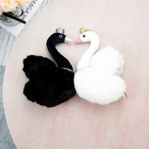 Animales de peluche de 28 cm, corona de princesa, cisne negro, juguete de peluche, collar de peal, cisne blanco, reina, peluche, decoración de boda, muñecas para pareja presente