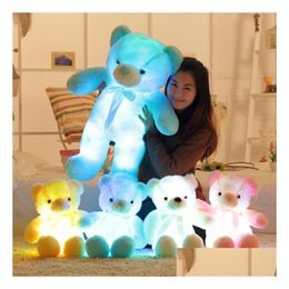 Gevulde pluche dieren 30 cm 50 cm Colorf Gloeiende teddybeer Lichtgevend P-speelgoed Kawaii Light Up Led gevulde pop Kinderen Kerstmis Drop Deliv Dhlqt