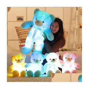 Gevulde pluche dieren 30 cm 50 cm Luminous Creative Up Led Teddy Bears Toy Colorf gloeiende beer kerstcadeau voor Kid Drop del Dhekx