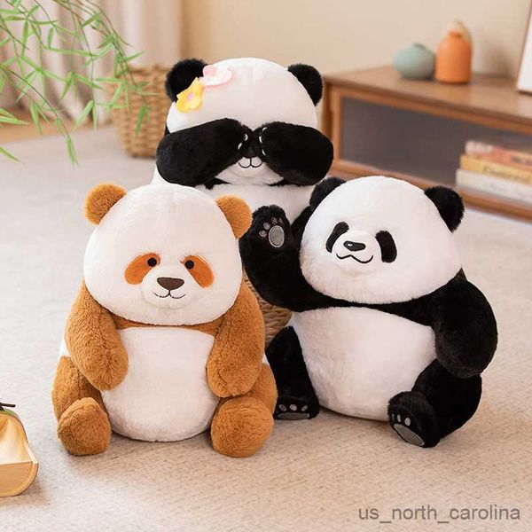 Animaux en peluche en peluche 30cm beaux cadeaux en peluche de panda géant poupée rare poupée mignon Huahua Menglan Brown Panda Bear Dol Dolls Soft Dols pour enfants R230810
