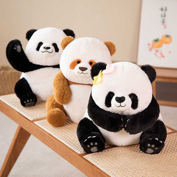 Animales de peluche de peluche 30 CM Encantador Panda Gigante de Peluche de Juguete de Peluche Animales Raros Muñeca Lindo Huahua Menglan Oso Panda Marrón Muñeca Suave Regalos para Niños Niña