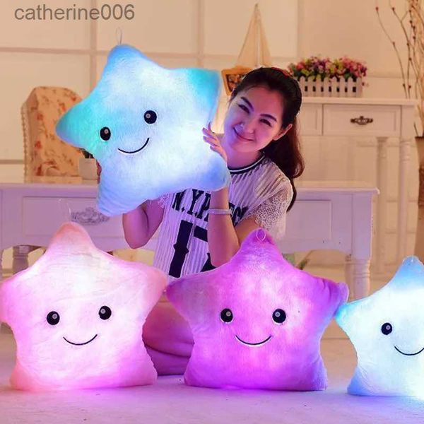 Animales de peluche de peluche 34 CM Juguete creativo Almohada luminosa Peluche de peluche suave Cojín de estrellas de colores brillantes Juguetes con luz LED Regalo para niños Niñas L231027