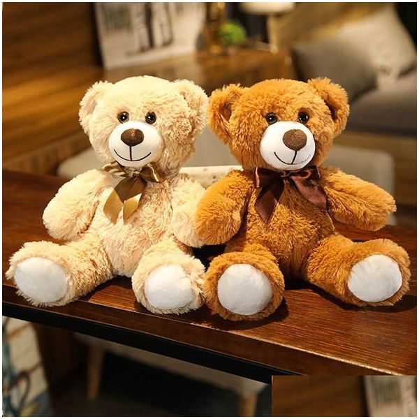 Animaux en peluche en peluche 35 cm mignon coloré noeud papillon ours poupée jouet câlin enfants cadeau d'anniversaire chiffon Teddy maison salon chambre Q0727 D Otl9V