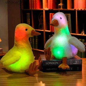 Gevulde pluche dieren 35 cm schattige groeiende eend pluche dierenspeelgoed gevuld licht op luminous speelgoed led duck poppen meisjes kussens knuffelen kussen kussen kinderen cadeau l47