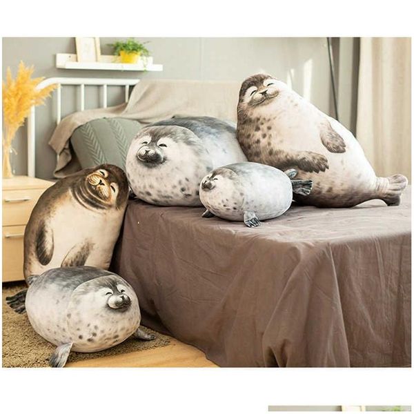 Animaux en peluche en peluche 3D imprimé sceau jouet doux poupée d'animal de mer jouets pour cadeau d'anniversaire réaliste câlin oreiller décor à la maison Q0727 Drop de Otezm