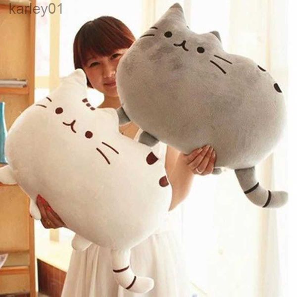 Animales de peluche rellenos 40 * 30 cm Kaii Cat Almohada con cremallera Solo piel sin PP Galletas de algodón Animal Muñeca Juguetes Funda de cojín grande Peluche Regalo YQ240218