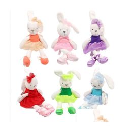 Animaux en peluche en peluche 42 cm mignon lapin porte du chiffon avec robe p jouet animaux doux poupées pour bébé