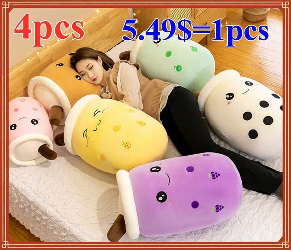 Animales de peluche de peluche 4 UNIDS 35 cm Kawaii Room Decor Boba Peluche de juguete a granel al por mayor Bubble Milk Kawaii Plushie Cute Strawberry Pillow Cojín Regalos suaves L230707