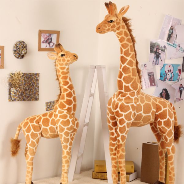 Animales de peluche rellenos 50-120 cm Giant Real Life Giraffe Toys Plush Animals Animales de peluche Muñecas Soft Kids Baby Baby Birthday Red Room Decoración 230220