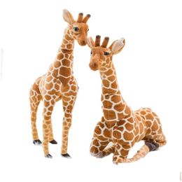 Animales de peluche rellenos 50-120 cm Tamaño de MTI Venta de alta calidad Realista África Pastillas Animales salvajes Juguetes de jirafa blando Regalos D DHBZ6